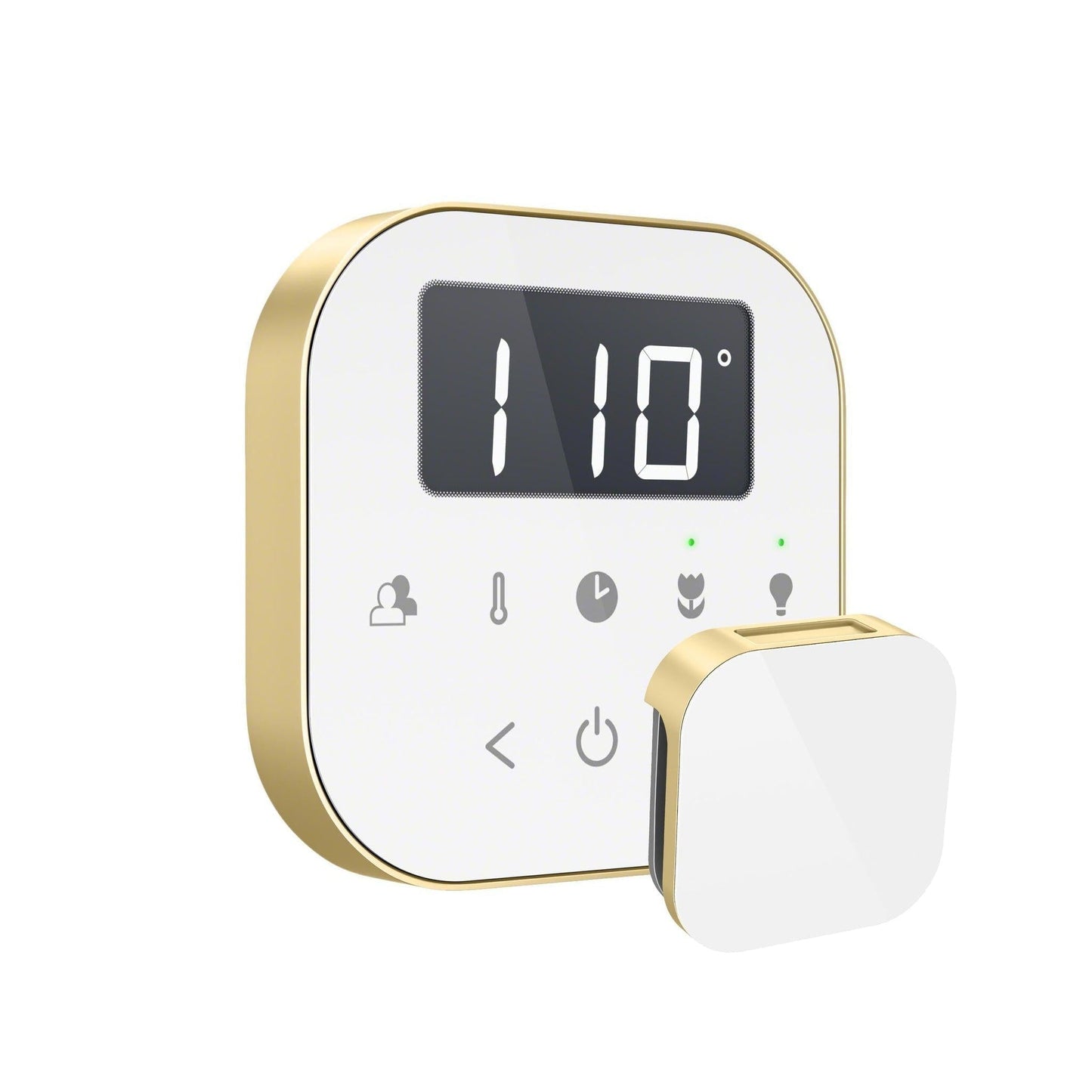 MrSteam AirTempo 4" × 4" × 1" Steam Shower Control in White with Satin Brass Bezel