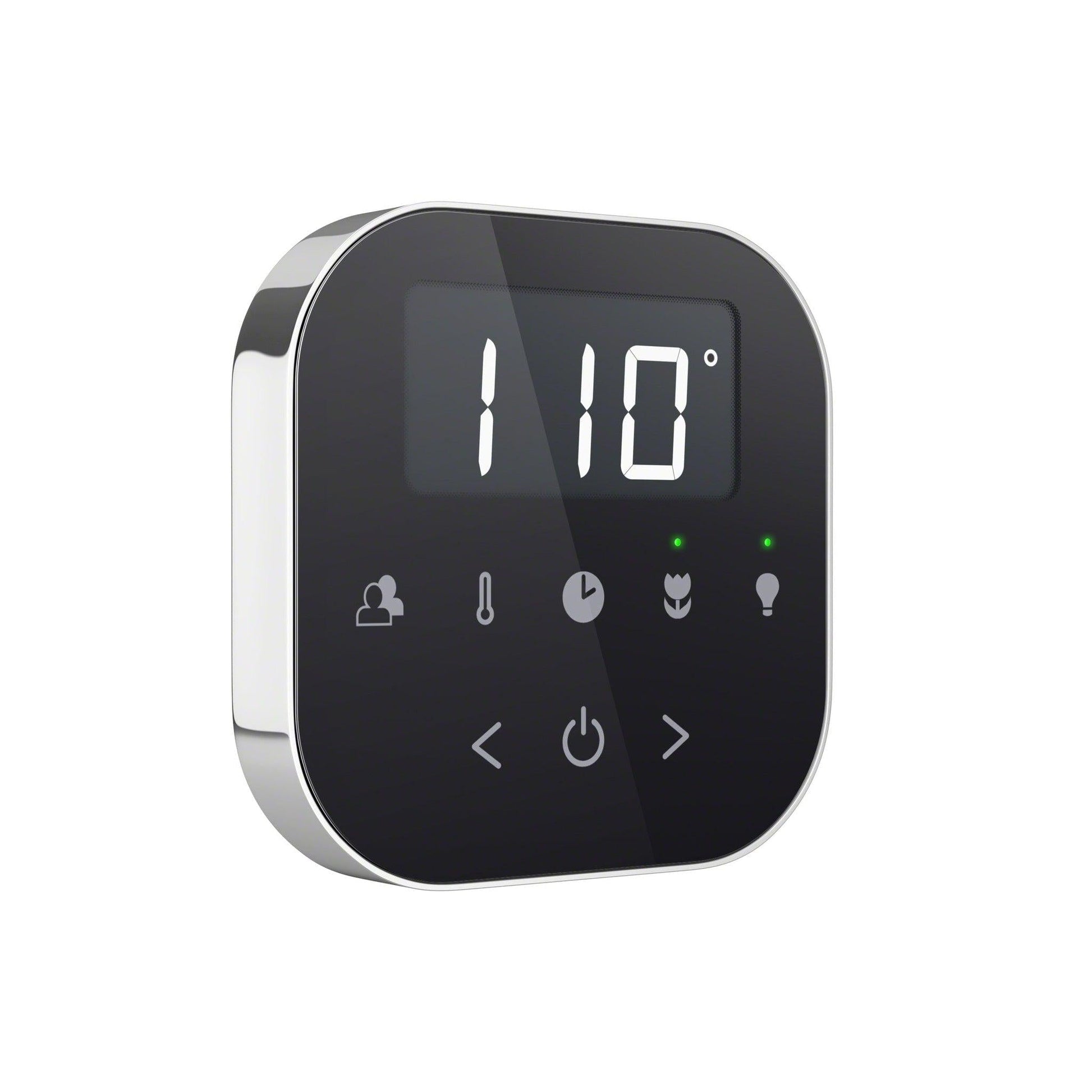 MrSteam AirTempo 4" × 4"× 1" Steam Shower Control in Black with Polished Chrome Bezel