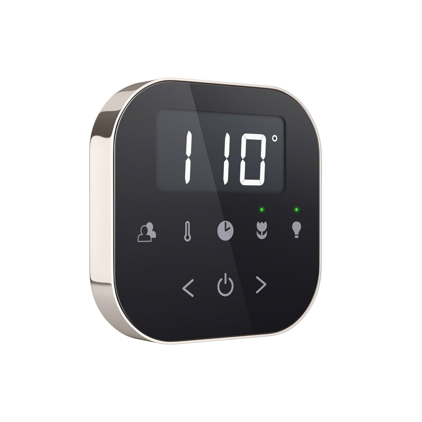 MrSteam AirTempo 4" × 4"× 1" Steam Shower Control in Black with Polished Nickel Bezel