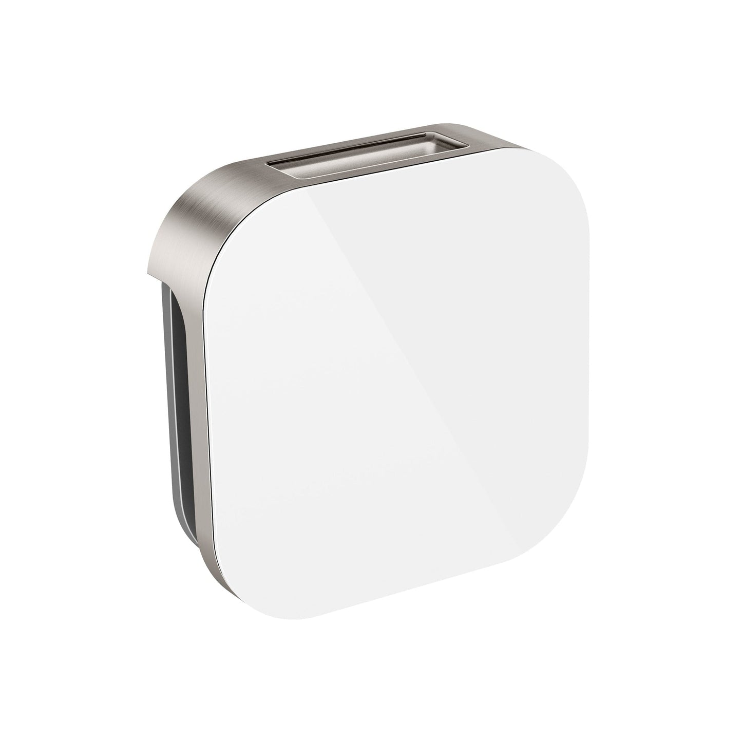 MrSteam Aroma Glass 3" x 3" x 1" Brushed Nickel Stainless Steel Steam Head in White for All eSeries Generator Controls