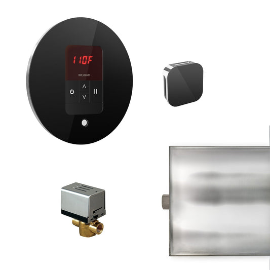 MrSteam Basic Butler 28" x 13" x 11" Steam Generator Control Kit Package in Round Black