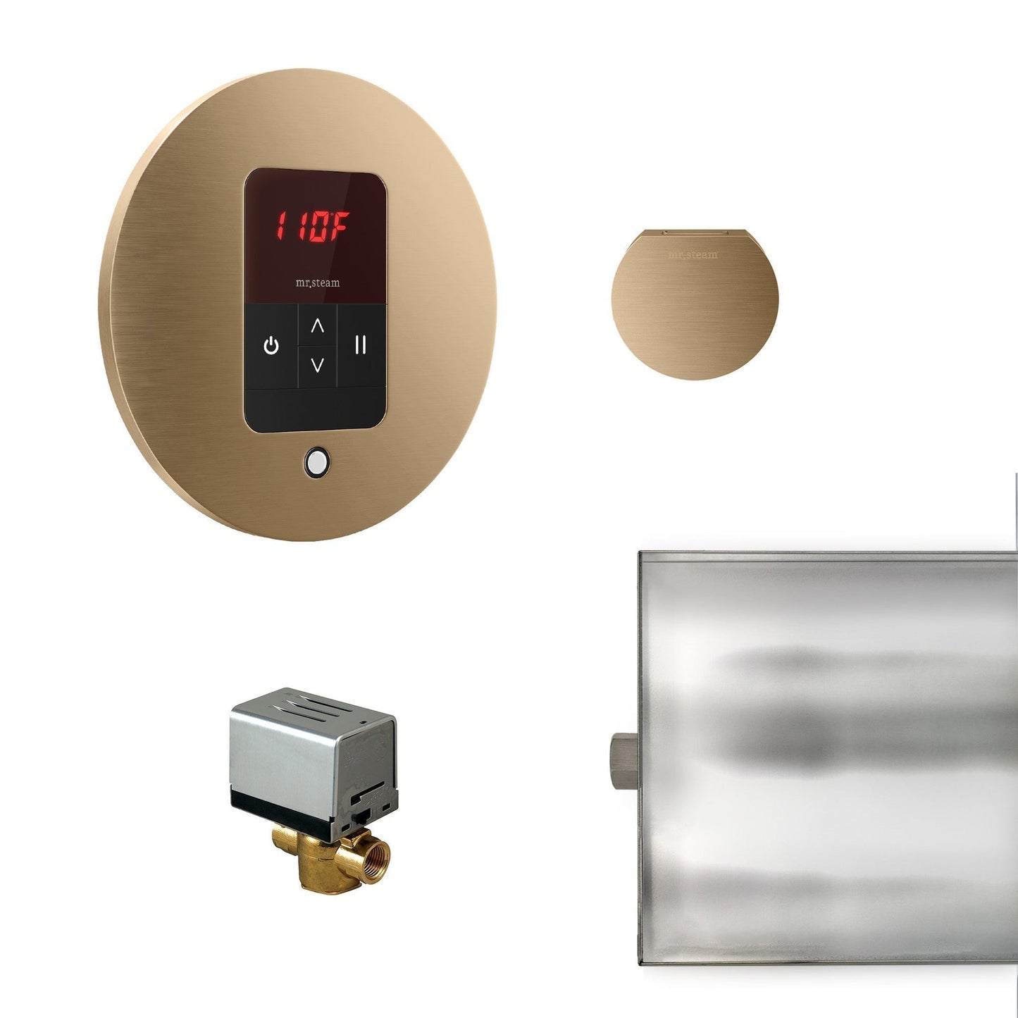 MrSteam Basic Butler 28" x 13" x 11" Steam Generator Control Kit Package in Round Brushed Bronze