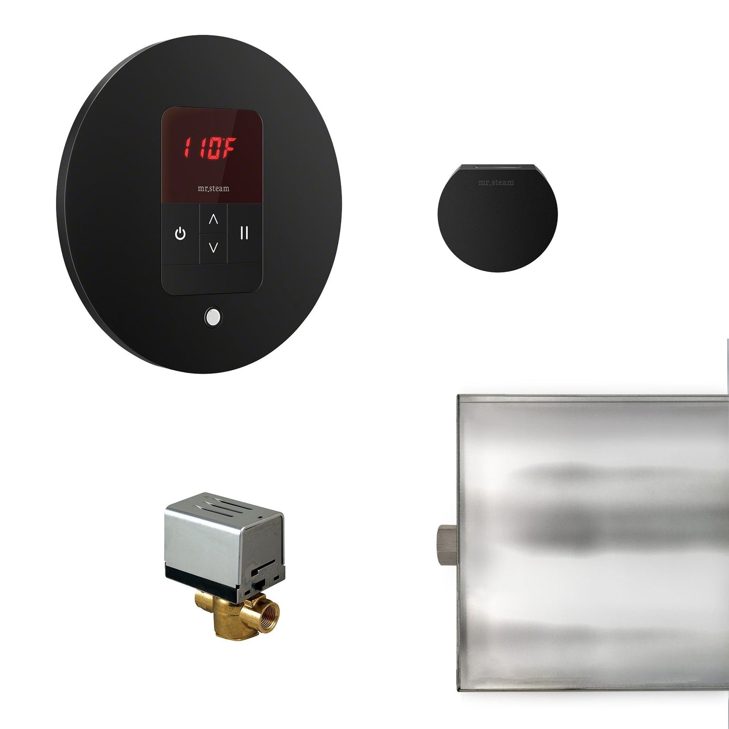 MrSteam Basic Butler 28" x 13" x 11" Steam Generator Control Kit Package in Round Matte Black