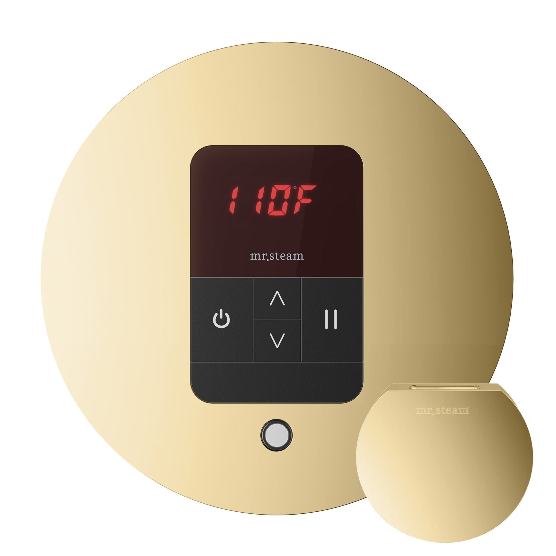 MrSteam Basic Butler 28" x 13" x 11" Steam Generator Control Kit Package in Round Polished Brass