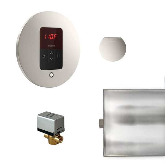 MrSteam Basic Butler 28" x 13" x 11" Steam Generator Control Kit Package in Round Polished Nickel