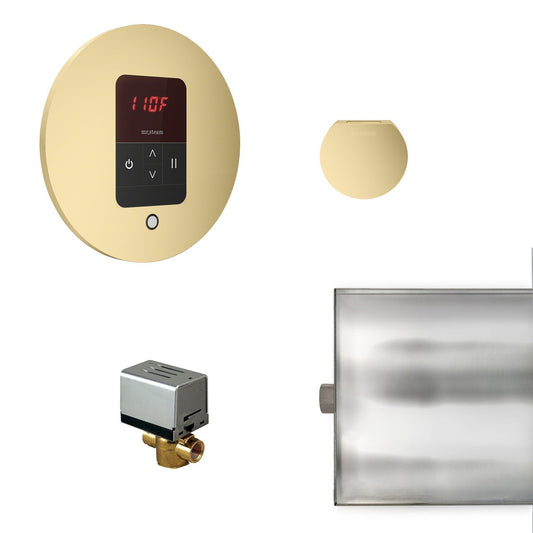 MrSteam Basic Butler 28" x 13" x 11" Steam Generator Control Kit Package in Round Satin Brass
