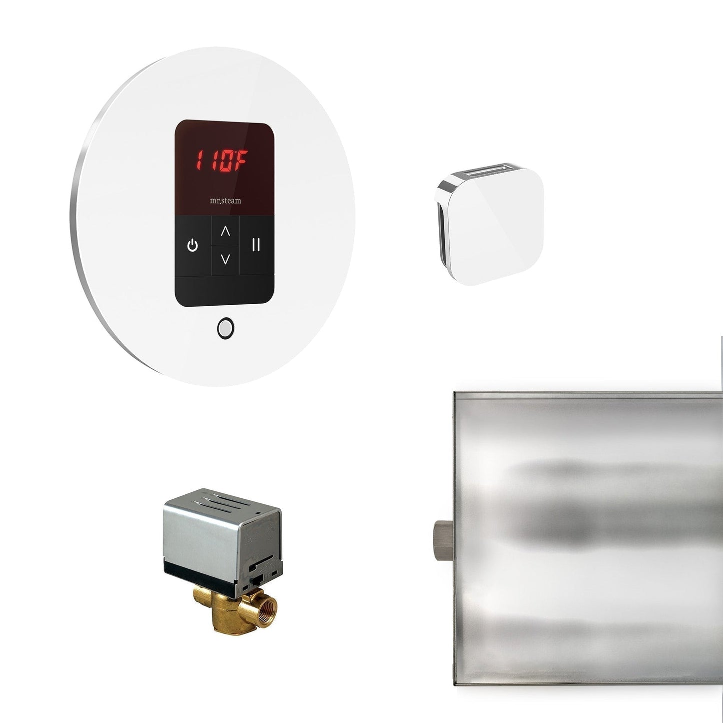 MrSteam Basic Butler 28" x 13" x 11" Steam Generator Control Kit Package in Round White