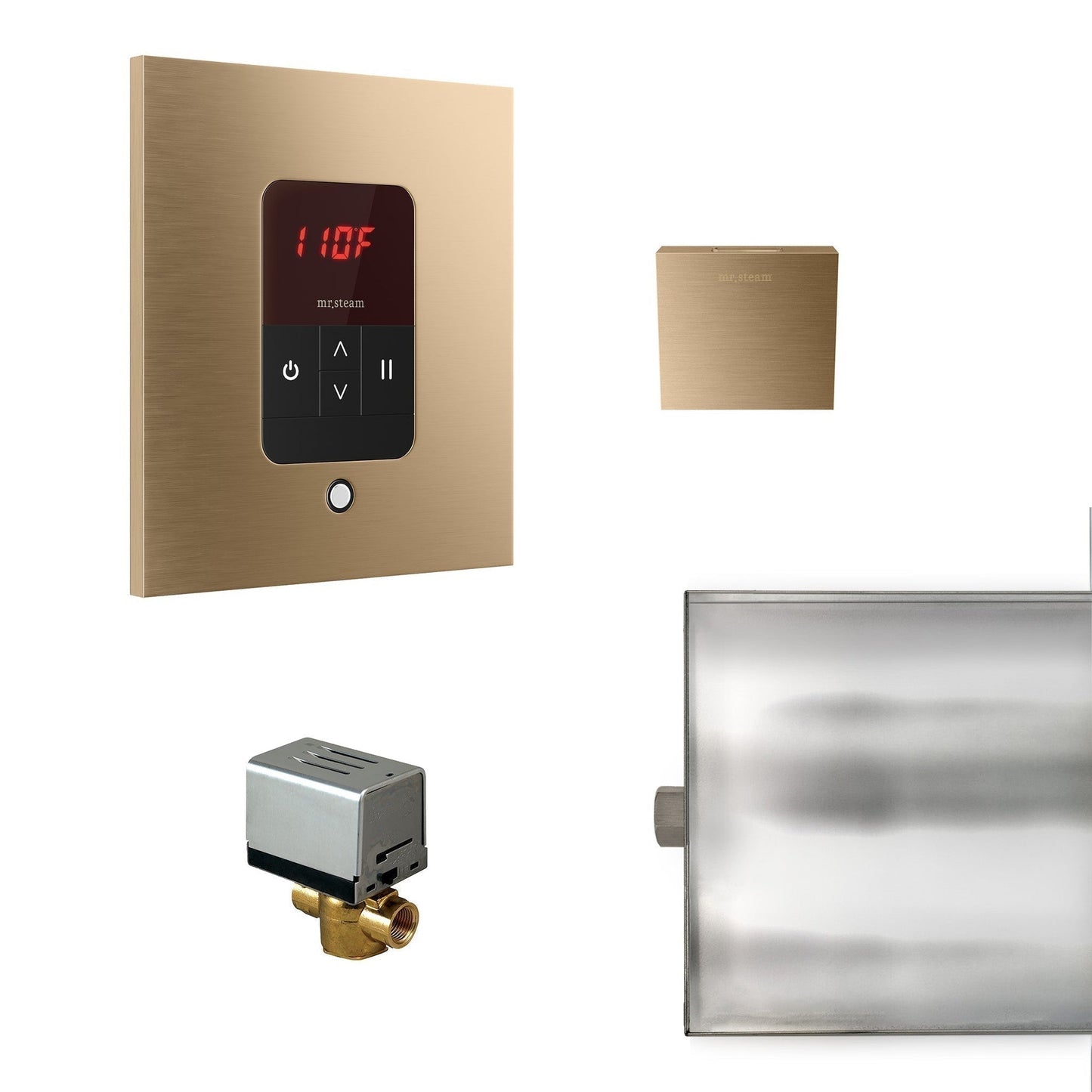 MrSteam Basic Butler 28" x 13" x 11" Steam Generator Control Kit Package in Square Brushed Bronze