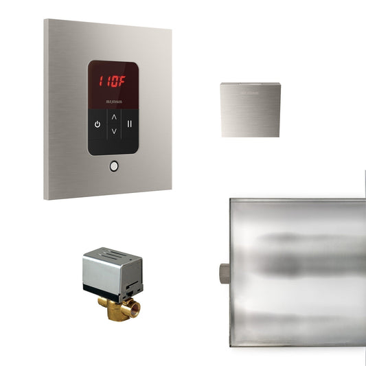 MrSteam Basic Butler 28" x 13" x 11" Steam Generator Control Kit Package in Square Brushed Nickel