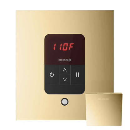 MrSteam Basic Butler 28" x 13" x 11" Steam Generator Control Kit Package in Square Polished Brass