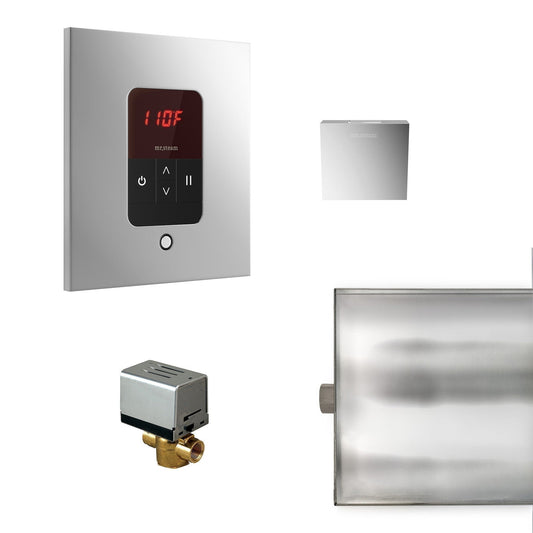 MrSteam Basic Butler 28" x 13" x 11" Steam Generator Control Kit Package in Square Polished Chrome