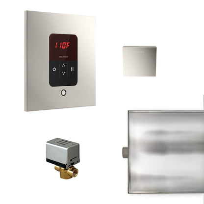 MrSteam Basic Butler 28" x 13" x 11" Steam Generator Control Kit Package in Square Polished Nickel