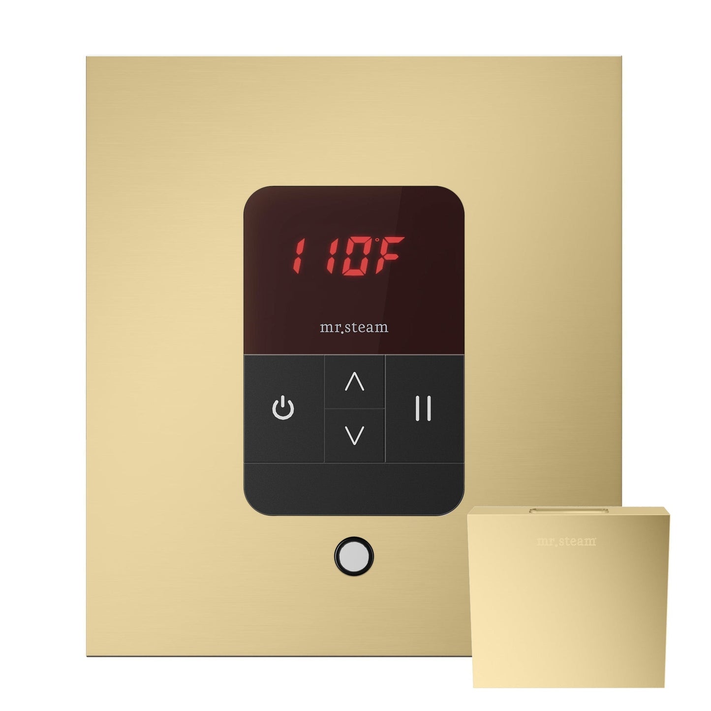 MrSteam Basic Butler 28" x 13" x 11" Steam Generator Control Kit Package in Square Satin Brass