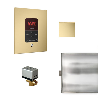 MrSteam Basic Butler 28" x 13" x 11" Steam Generator Control Kit Package in Square Satin Brass