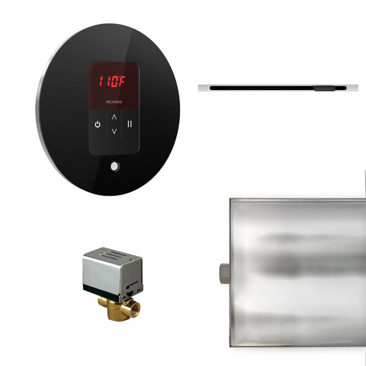 MrSteam Basic Butler Linear 28" × 13" × 11" Steam Generator Control Kit Package in Round Black