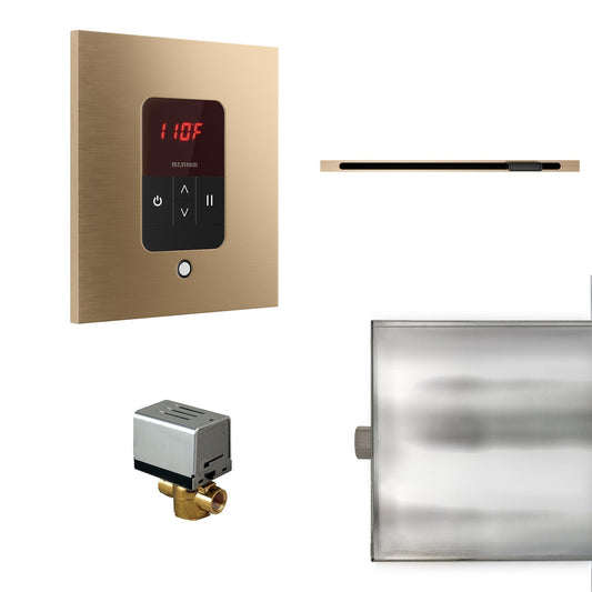MrSteam Basic Butler Linear 28" x 13" x 11" Steam Generator Control Kit Package in Square Brushed Bronze