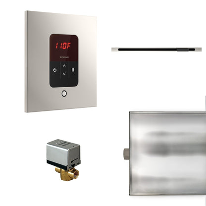 MrSteam Basic Butler Linear 28" x 13" x 11" Steam Generator Control Kit Package in Square Polished Nickel