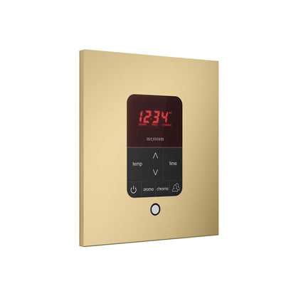 MrSteam Basic Butler Linear 28" x 13" x 11" Steam Generator Control Kit Package in Square Satin Brass