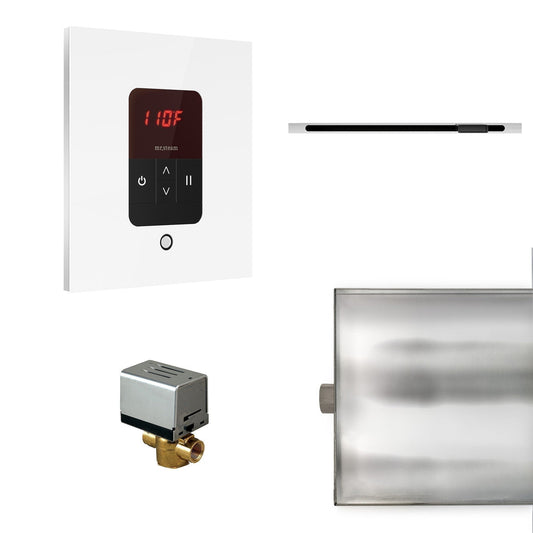 MrSteam Basic Butler Linear 28" x 13" x 11" Steam Generator Control Kit Package in Square White