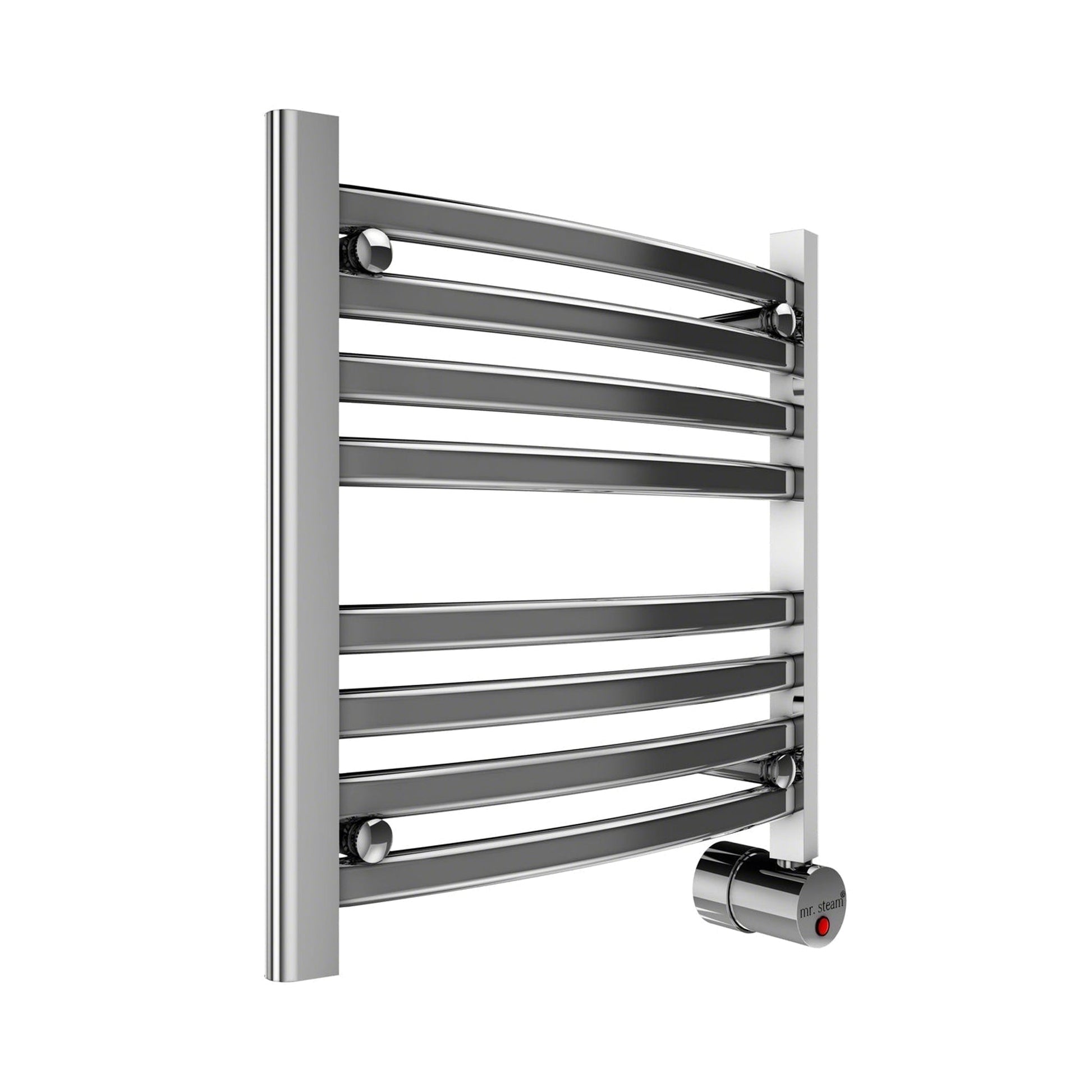 MrSteam Broadway Collection 20" x 20" 8-Bar Polished Chrome Hardwired Wall-Mounted Electric Towel Warmer With Digital Timer and Built-in Aromatherapy Oil Well