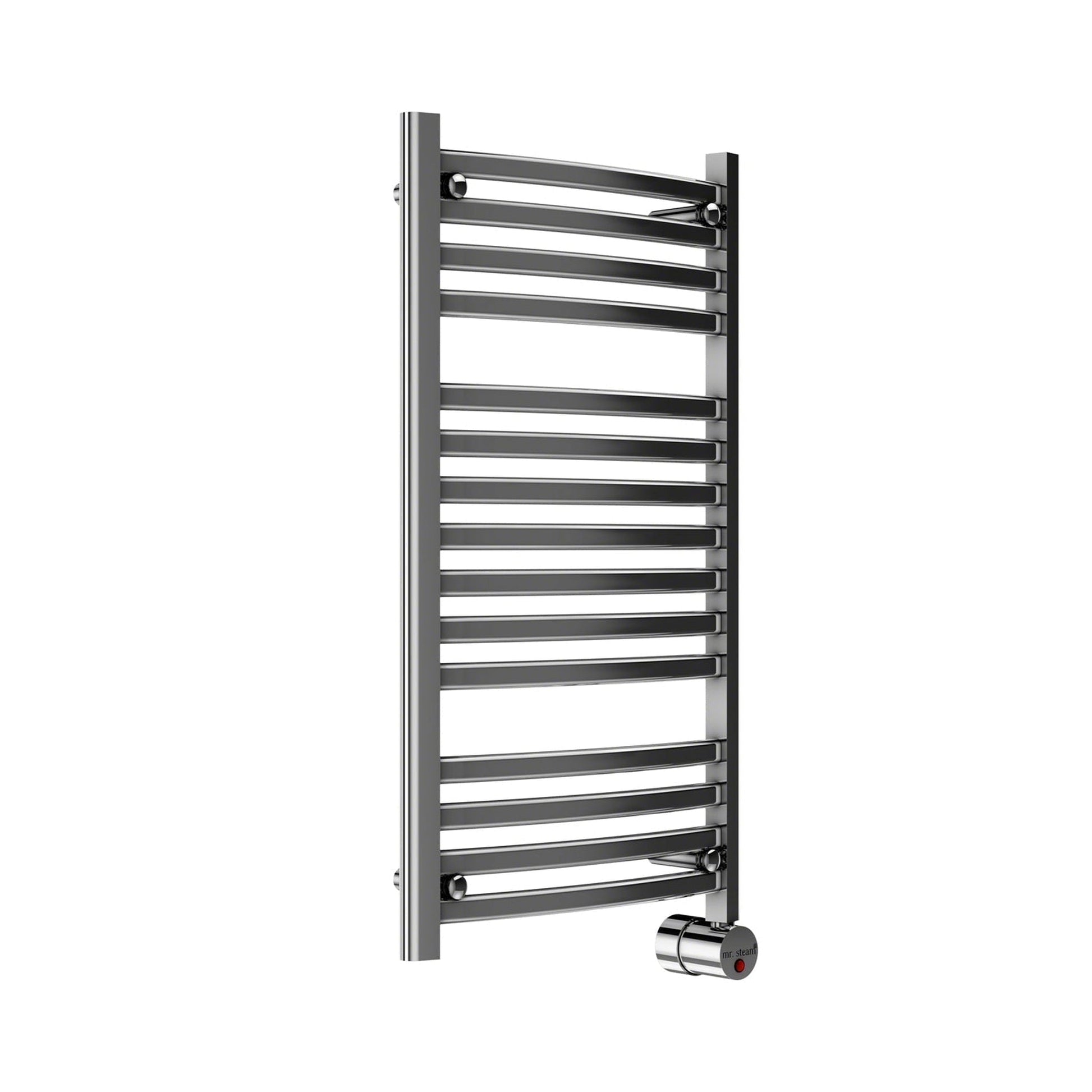 MrSteam Broadway Collection 20" x 36" 13-Bar Polished Chrome Hardwired Wall-Mounted Electric Towel Warmer With Digital Timer and Built-in Aromatherapy Oil Well