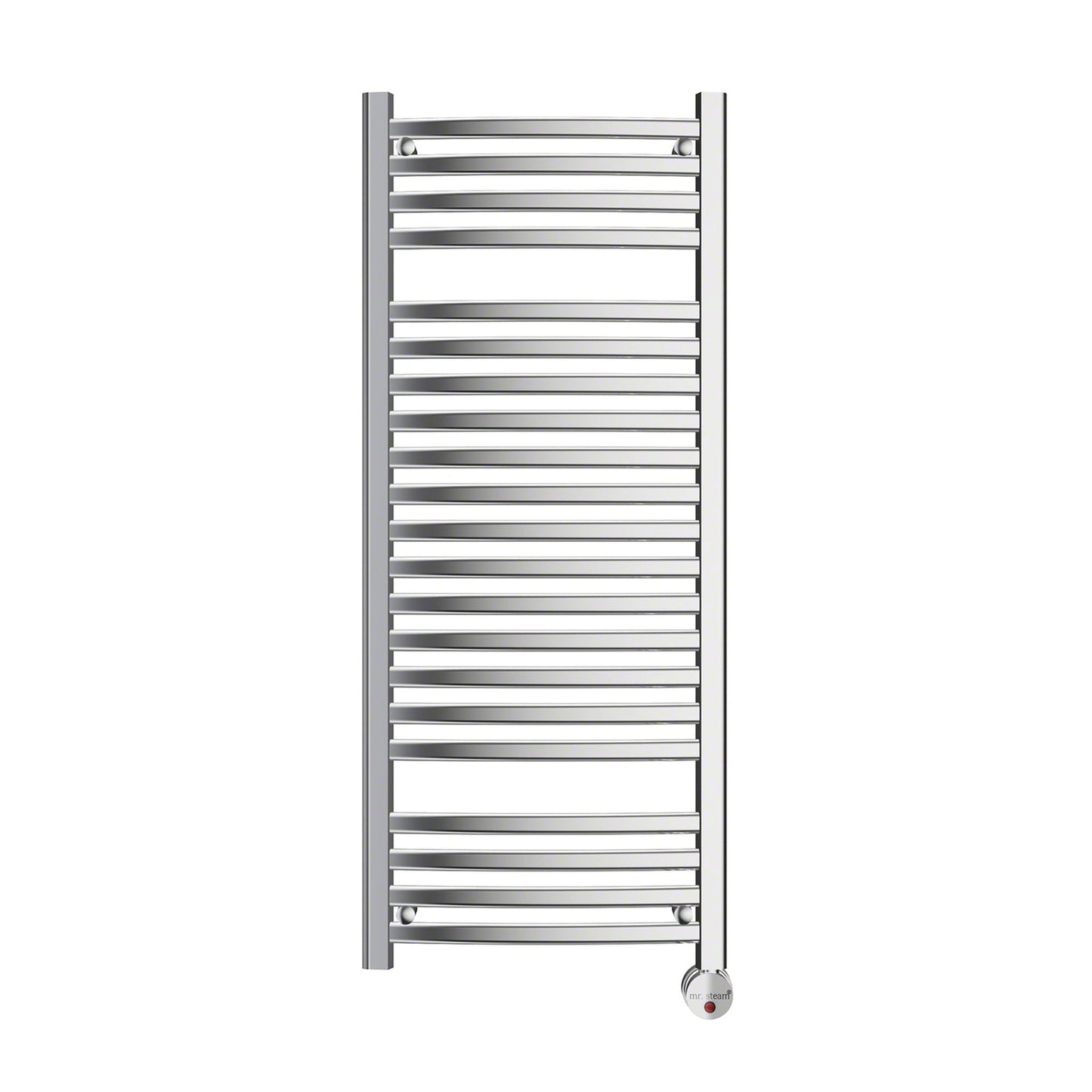 MrSteam Broadway Collection 20" x 48" 21-Bar Polished Chrome Hardwired Wall-Mounted Electric Towel Warmer With Digital Timer and Built-in Aromatherapy Oil Well