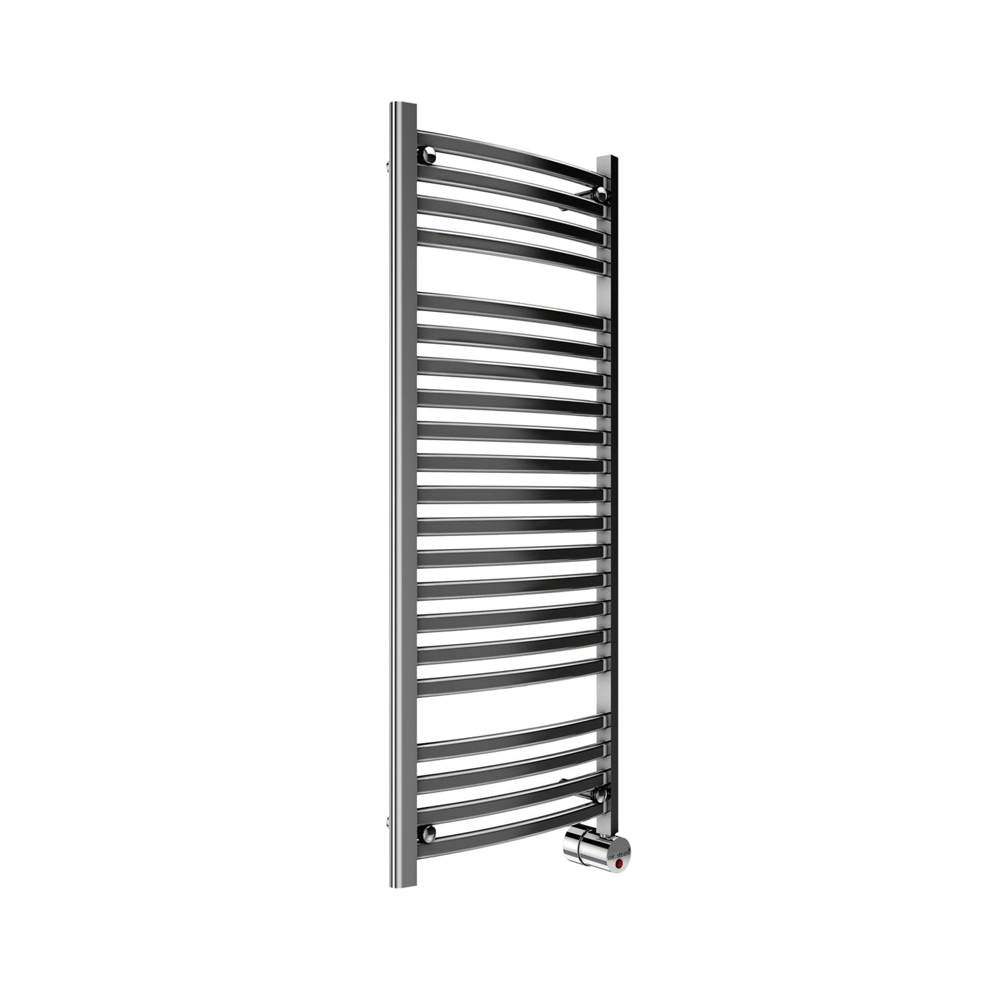 MrSteam Broadway Collection 20" x 48" 21-Bar Polished Chrome Hardwired Wall-Mounted Electric Towel Warmer With Digital Timer and Built-in Aromatherapy Oil Well