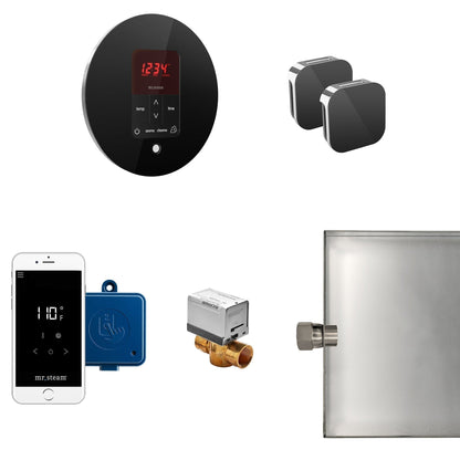 MrSteam Butler 28" x 13" x 11" Black Steam Generator Control Kit Package in Round with Autoflush, Condensation Pan, Steamlinx, Steamhead