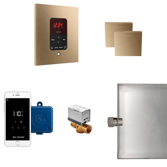MrSteam Butler 28" x 13" x 11" Brushed Bronze Steam Generator Control Kit Package in Square with Autoflush, Condensation Pan, Steamlinx, Steamhead
