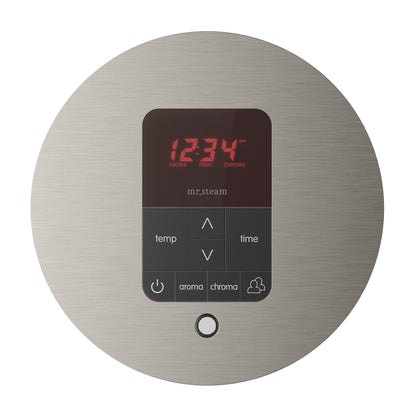 MrSteam Butler 28" x 13" x 11" Brushed Nickel Steam Generator Control Kit Package in Round with Autoflush, Condensation Pan, Steamlinx, Steamhead