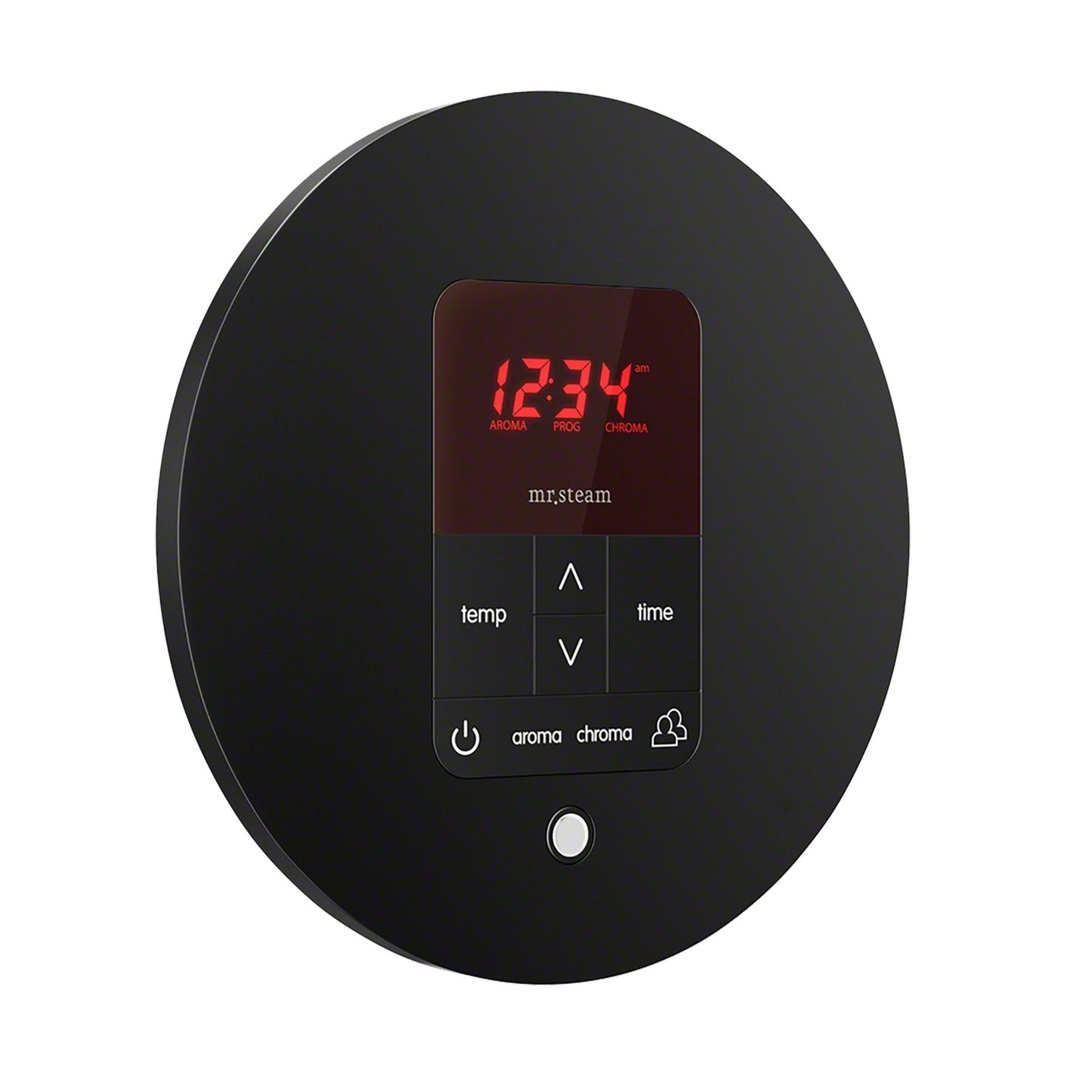 MrSteam Butler 28" x 13" x 11" Matte Black Steam Generator Control Kit Package in Round with Autoflush, Condensation Pan, Steamlinx, Steamhead