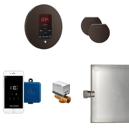 MrSteam Butler 28" x 13" x 11" Oil Rubbed Bronze Steam Generator Control Kit Package in Round with Autoflush, Condensation Pan, Steamlinx, Steamhead