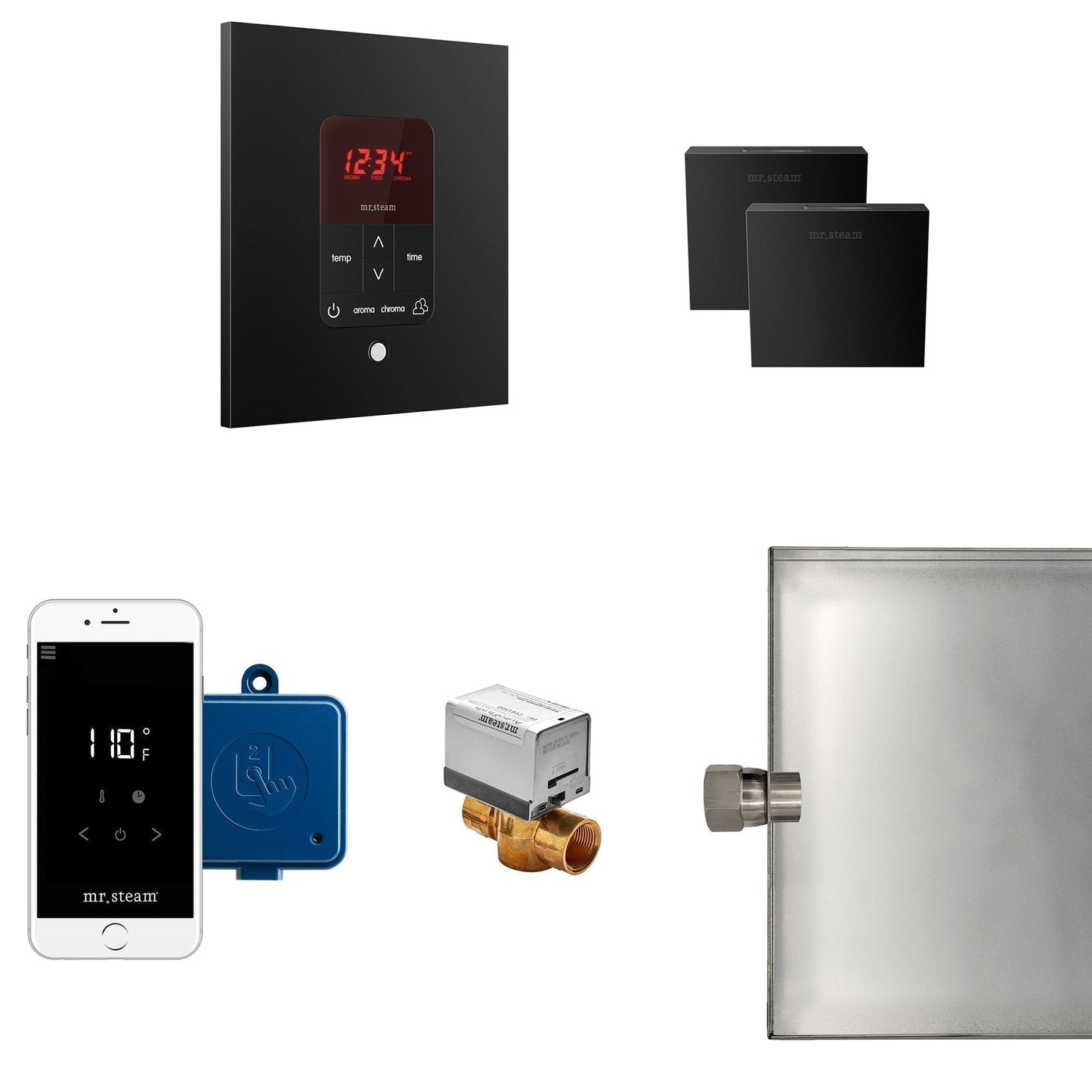MrSteam Butler 28" x 13" x 11" Steam Generator Control Kit Package in Square with Autoflush, Condensation Pan, Steamlinx, Steamhead