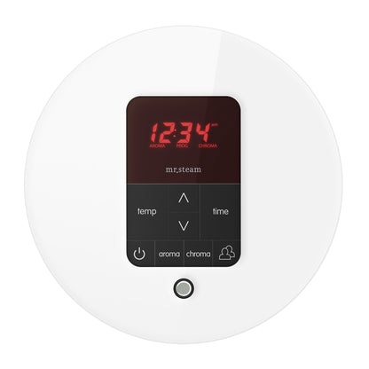 MrSteam Butler 28" x 13" x 11" White Steam Generator Control Kit Package in Round with Autoflush, Condensation Pan, Steamlinx, Steamhead