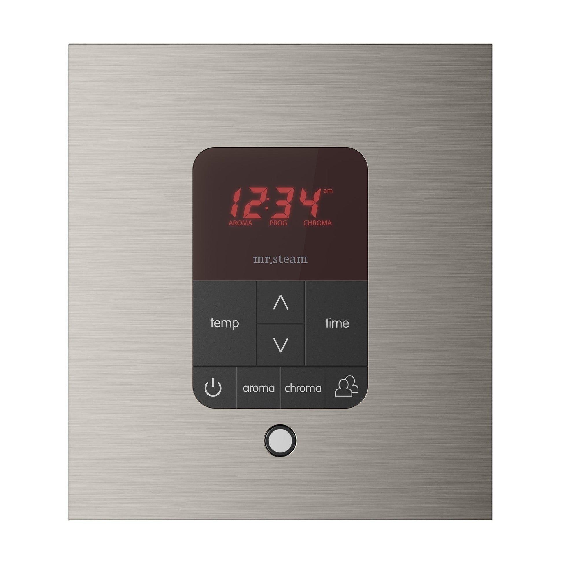 MrSteam Butler 36 x 12 x 12 Brushed Nickel Max Steam Generator Control Kit Package in Square with Autoflush, Condensation Pan, Steamlinx, Steamhead