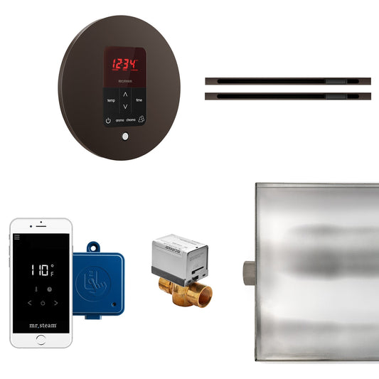MrSteam Butler 36" x 12" x 12" Max Linear Steam Generator Control Kit Package in Round Oil Rubbed Bronze with Autoflush, Condensation Pan, Steamlinx, Steamhead