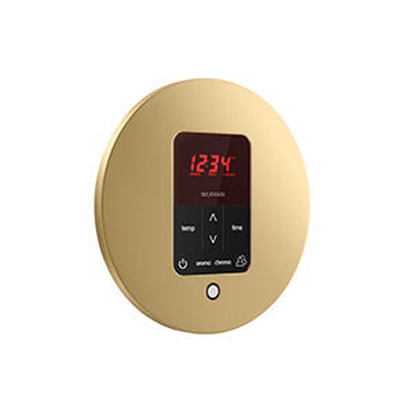MrSteam Butler 36" x 12" x 12" Max Linear Steam Generator Control Kit Package in Round Satin Brass with Autoflush, Condensation Pan, Steamlinx, Steamhead