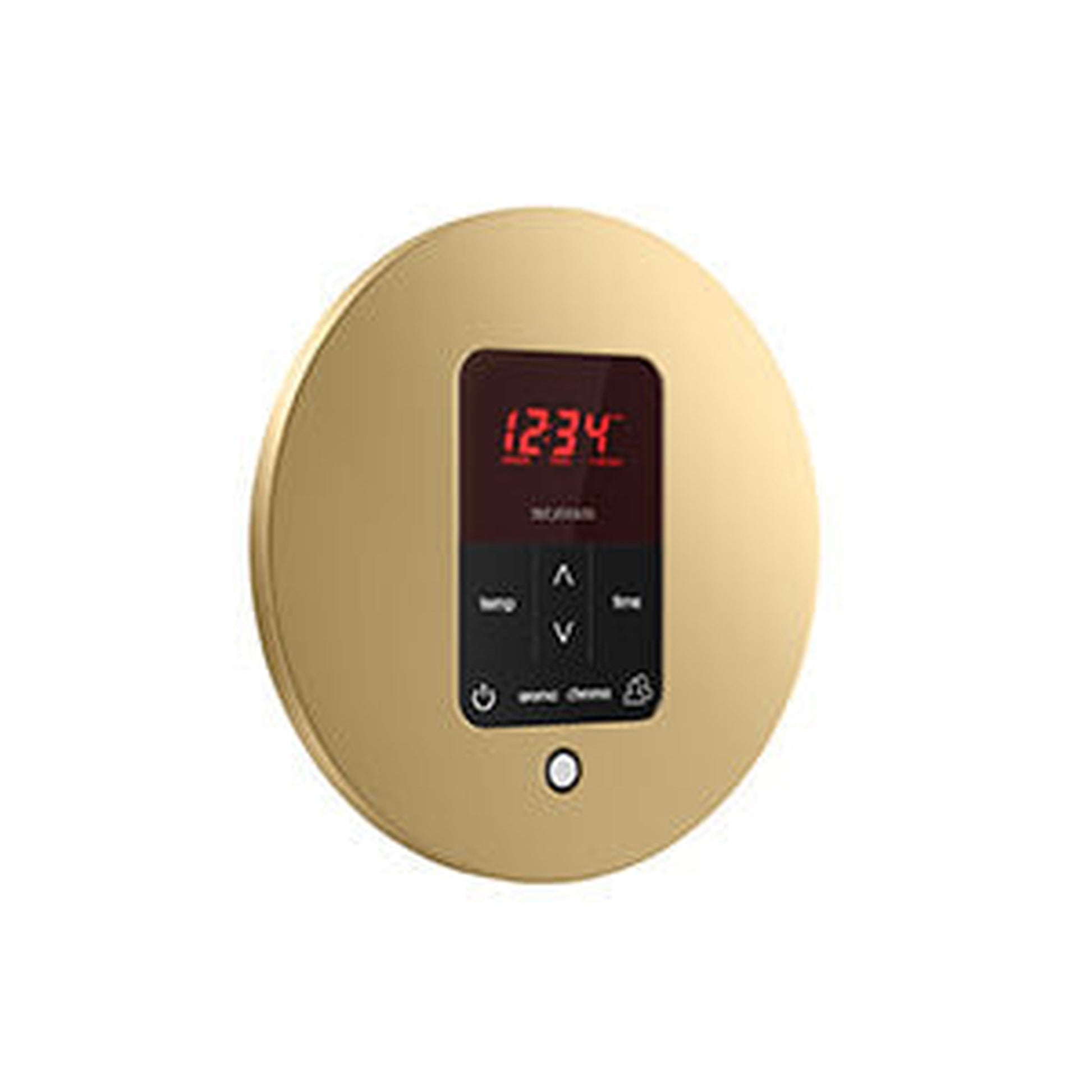 MrSteam Butler 36" x 12" x 12" Max Linear Steam Generator Control Kit Package in Round Satin Brass with Autoflush, Condensation Pan, Steamlinx, Steamhead