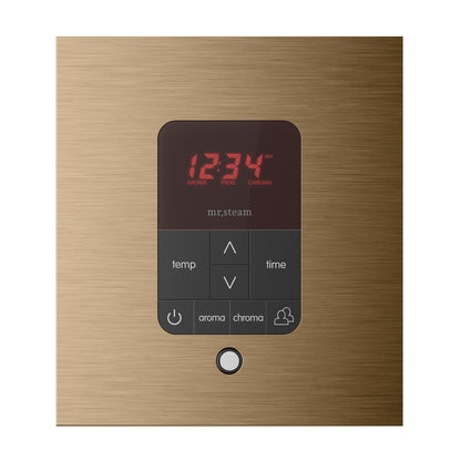 MrSteam Butler 36" x 12" x 12" Max Linear Steam Generator Control Kit Package in Square Brushed Bronze with Autoflush, Condensation Pan, Steamlinx, Steamhead