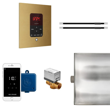 MrSteam Butler 36" x 12" x 12" Max Linear Steam Generator Control Kit Package in Square Custom Plated with Autoflush, Condensation Pan, Steamlinx, Steamhead