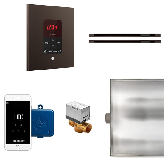 MrSteam Butler 36" x 12" x 12" Max Linear Steam Generator Control Kit Package in Square Oil Rubbed Bronze with Autoflush, Condensation Pan, Steamlinx, Steamhead