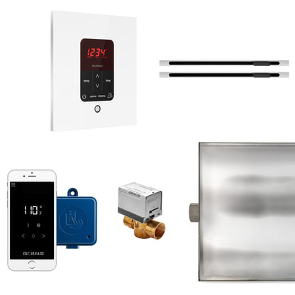 MrSteam Butler 36" x 12" x 12" Max Linear Steam Generator Control Kit Package in Square White with Autoflush, Condensation Pan, Steamlinx, Steamhead