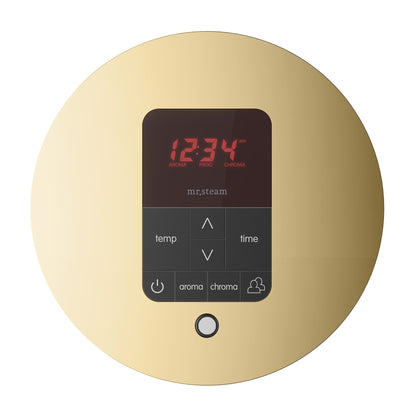 MrSteam Butler 36 x 12 x 12 Polished Brass Max Steam Generator Control Kit Package in Round with Autoflush, Condensation Pan, Steamlinx, Steamhead