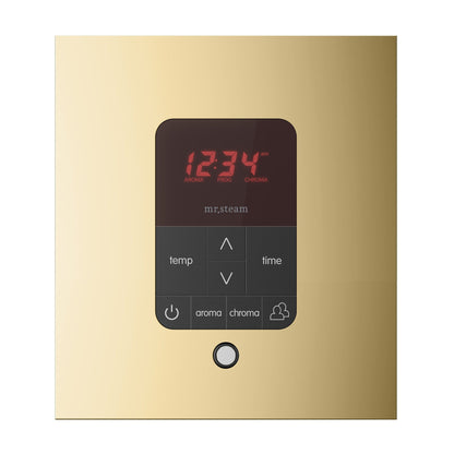 MrSteam Butler 36 x 12 x 12 Polished Brass Max Steam Generator Control Kit Package in Square with Autoflush, Condensation Pan, Steamlinx, Steamhead