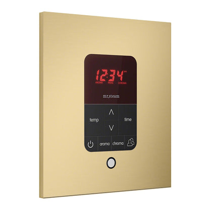 MrSteam Butler 36 x 12 x 12 Satin Brass Max Steam Generator Control Kit Package in Square with Autoflush, Condensation Pan, Steamlinx, Steamhead