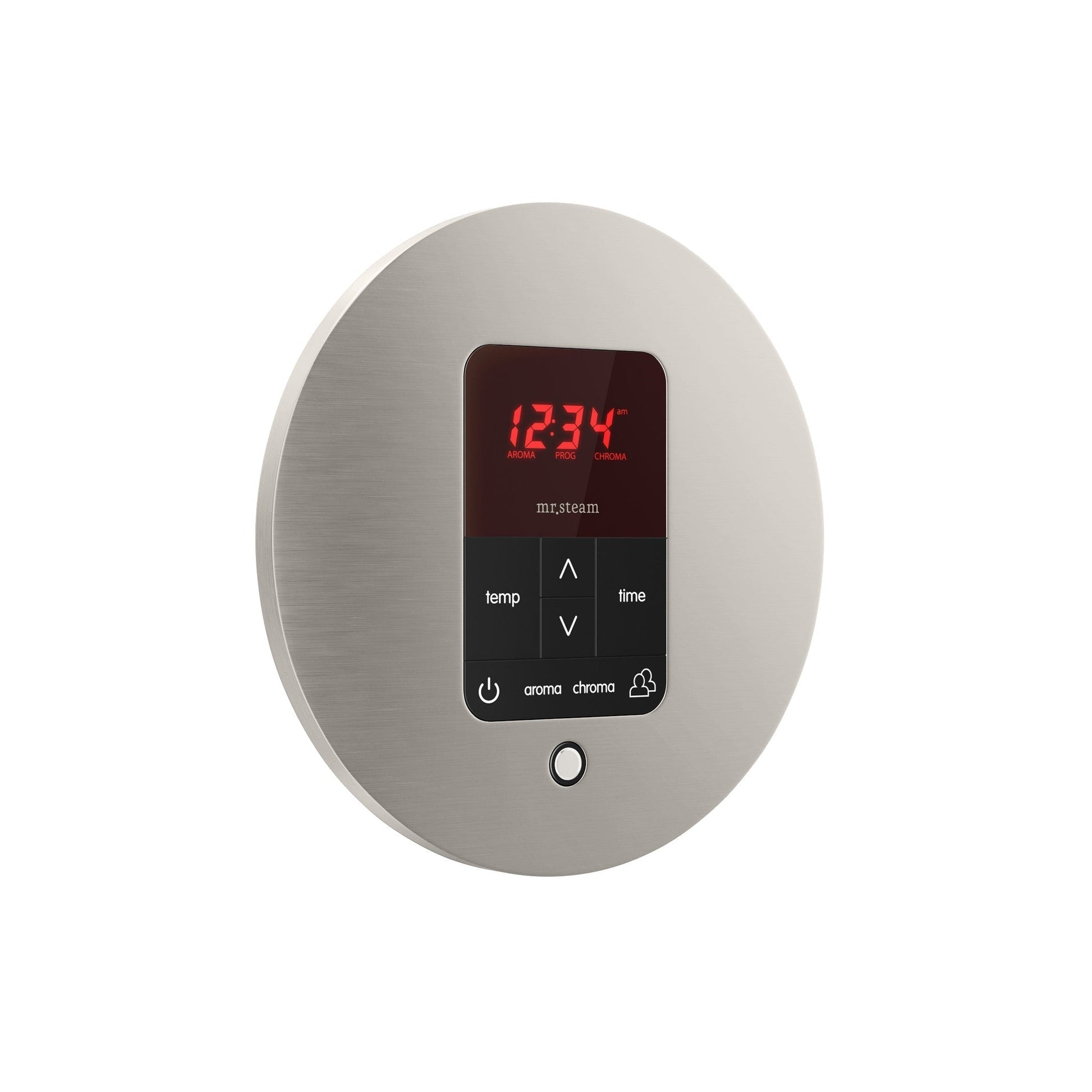 MrSteam Butler Linear 28" x 13" x 11" Steam Generator Control Kit Package in Round Brushed Nickel with Autoflush, Condensation Pan, Steamlinx, Steamhead
