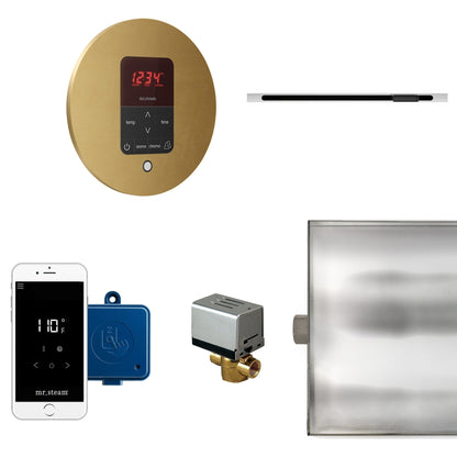 MrSteam Butler Linear 28" x 13" x 11" Steam Generator Control Kit Package in Round Custom Plating with Autoflush, Condensation Pan, Steamlinx, Steamhead