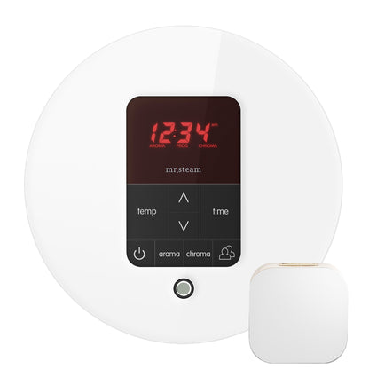 MrSteam Butler Linear 28" x 13" x 11" Steam Generator Control Kit Package in Round White with Autoflush, Condensation Pan, Steamlinx, Steamhead