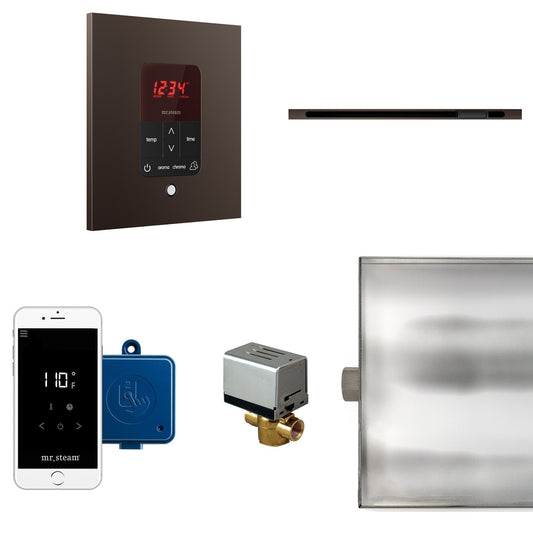 MrSteam Butler Linear 28" x 13" x 11" Steam Generator Control Kit Package in Square Oil Rubbed Bronze with Autoflush, Condensation Pan, Steamlinx, Steamhead