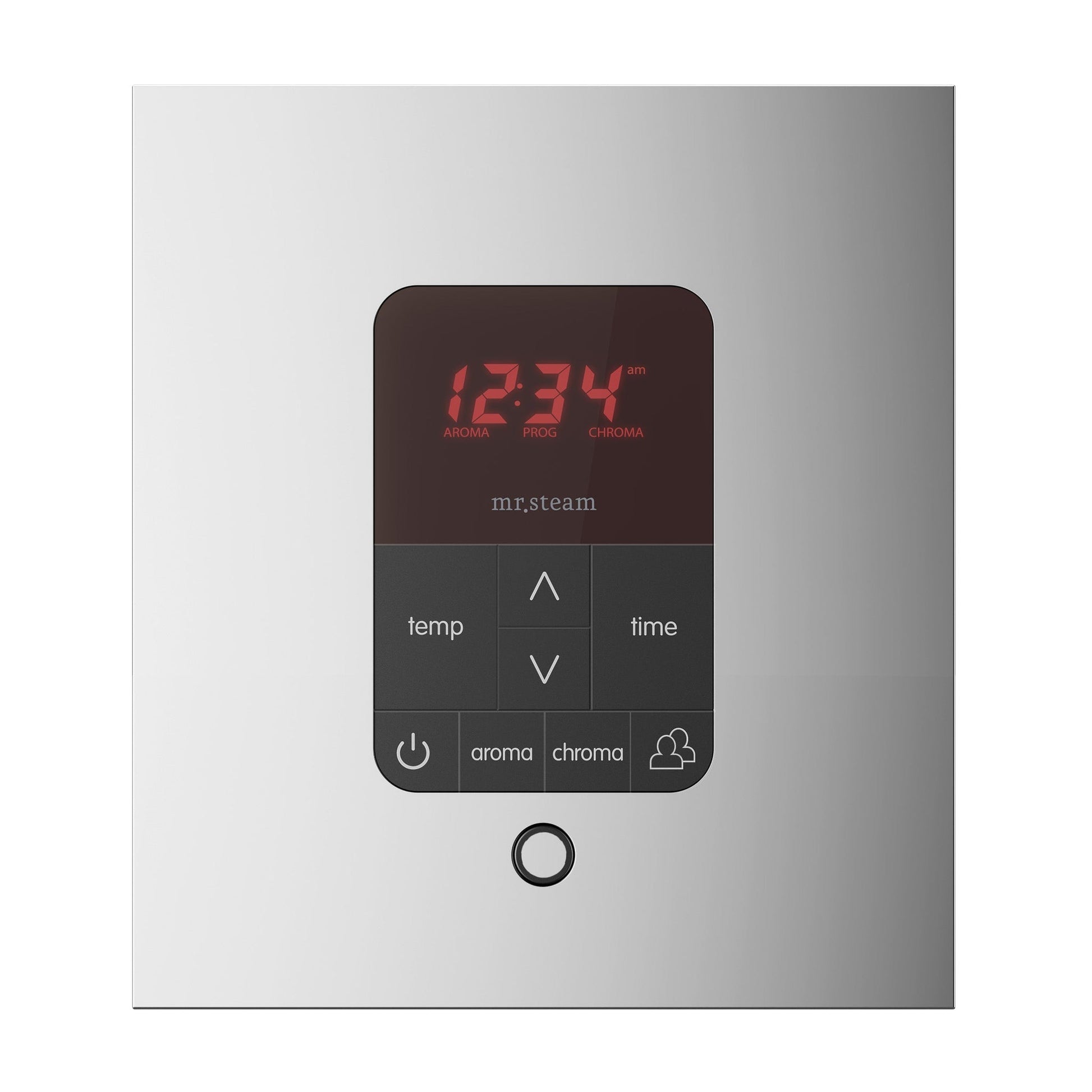 MrSteam Butler Linear 28" x 13" x 11" Steam Generator Control Kit Package in Square Polished Chrome with Autoflush, Condensation Pan, Steamlinx, Steamhead